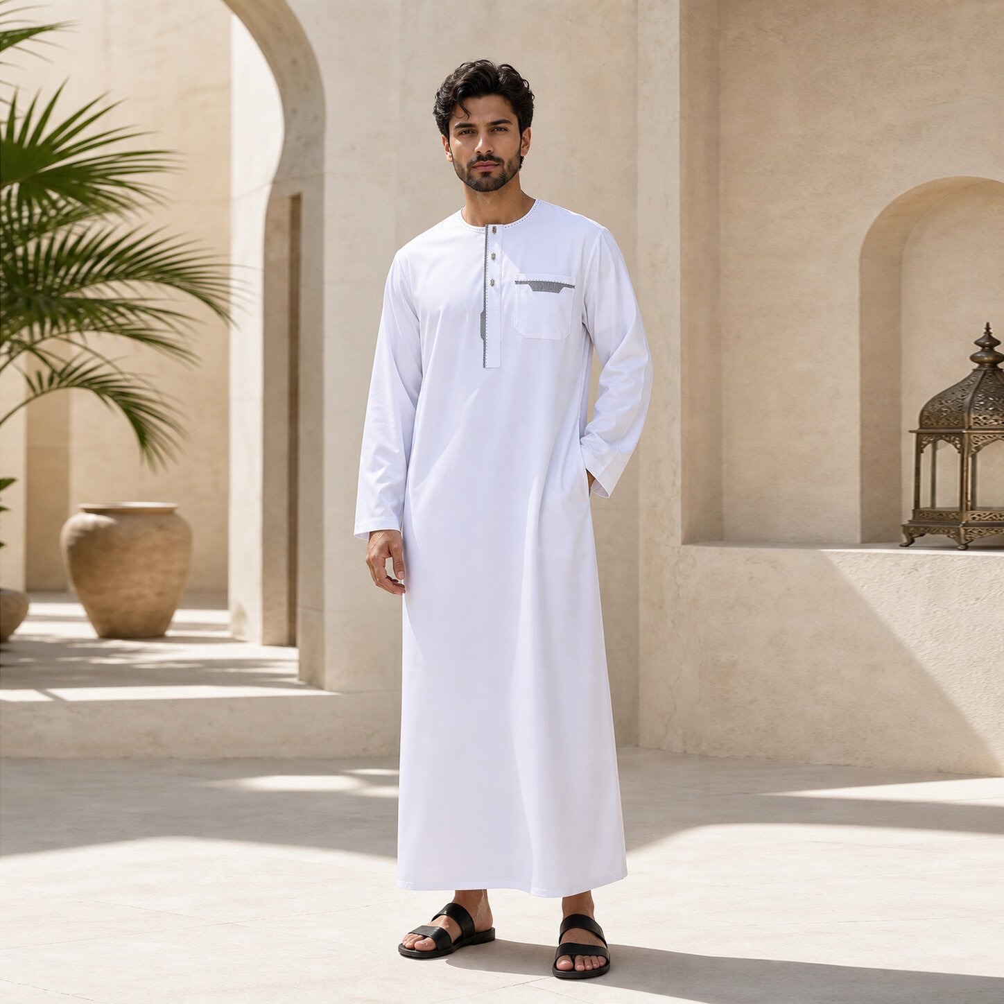 Man wearing a white thobe