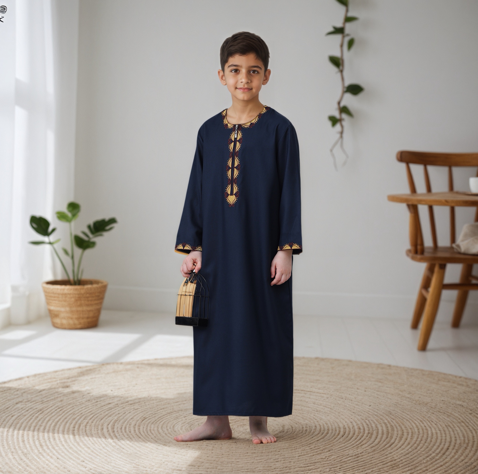 Boy wearing a white thobe